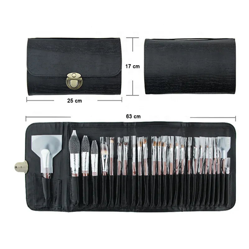 High-grade animal hair 24pcs cosmetic brush sets with bag cosmetic makeup brushes OEM/ODM