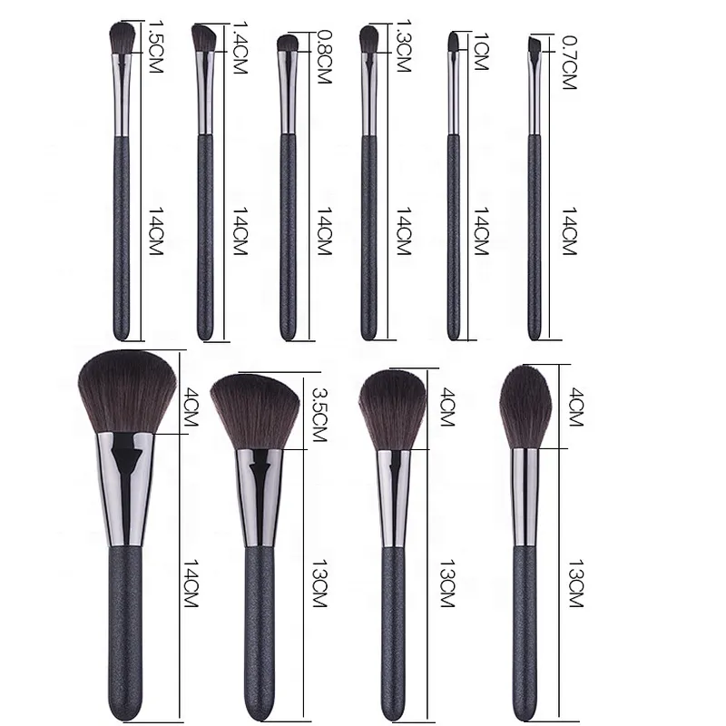 10pcs/set Black And White round Tail Wooden Handle makeup brush set