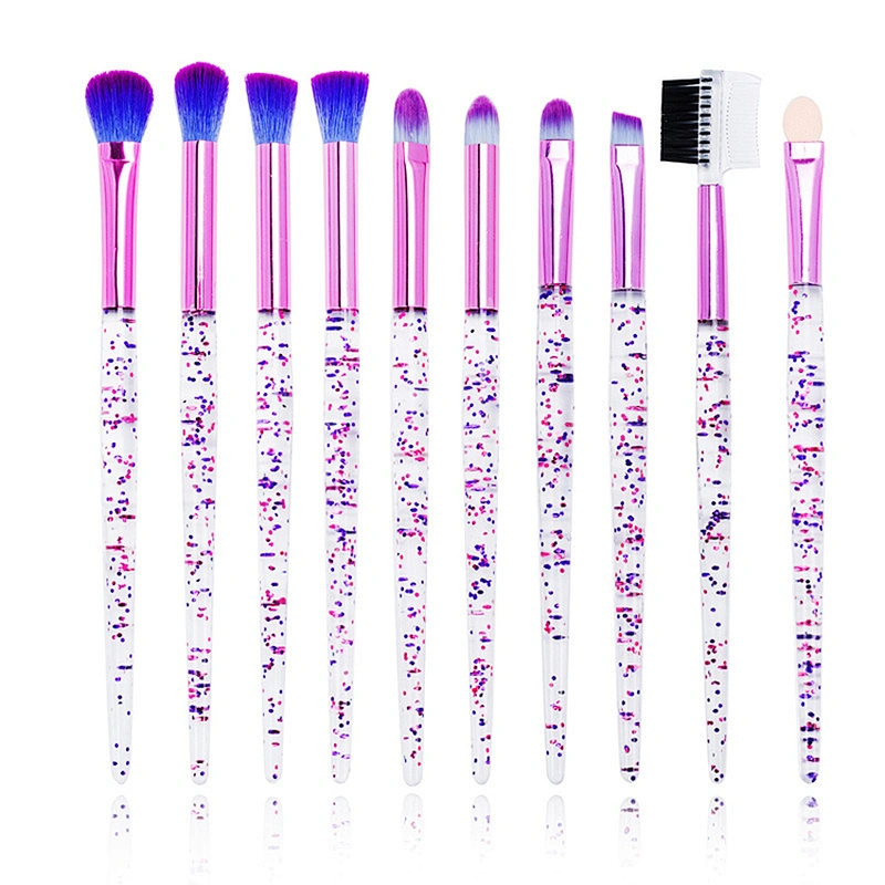 Glitter 10pcs Lovely Pink Eye Brushes Set Eyeliner Eyebrow Eyeshadow Makeup Brushes Set Cosmetic Beauty Tools