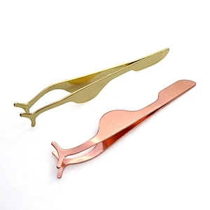 JZG 1pcs Rose Gold Lashes Tweezers Lashes Applicator Tweezer Private Label Eyelash Tweezers