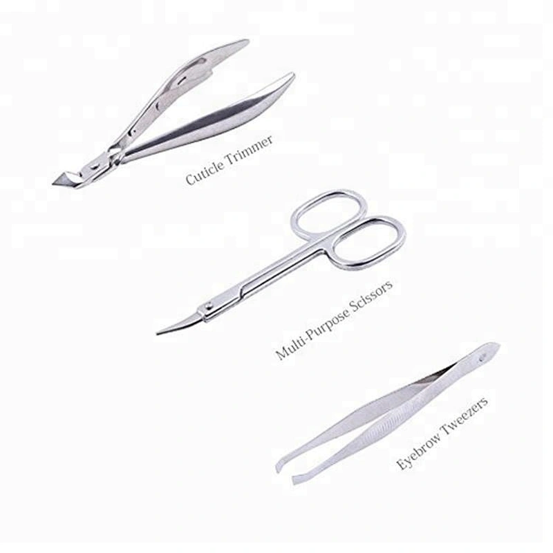 12 Pcs Black Stainless Steel Nail Clipper Cutter Trimmer Ear Pick Grooming Kit Manicure Set Pedicure Toe Nail Art Tools Set Kits