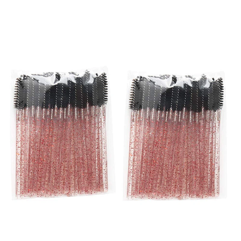 JZG Wholesale 50pcs/bag Multi-color Disposable Glitter Shiny Crystal Curler Mascara Wands Eyebrow Spoolers Comb Eyelash Brush