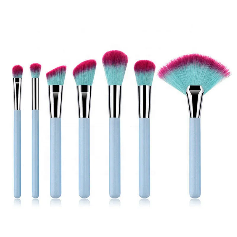 7PCS Blue Makeup Brushes Set Concealer Eyeshadow Powder Fan Brush Makeup Cosmetics Tools
