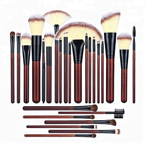 Custom Logo Mahogany Wood Handle Custom Hair 18pcs Maquiagem Makeup Brush Set Professional