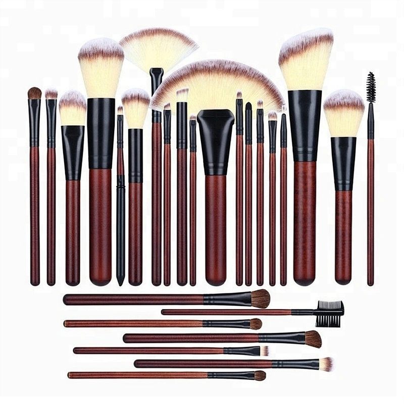 Custom Logo Mahogany Wood Handle Custom Hair 18pcs Maquiagem Makeup Brush Set Professional