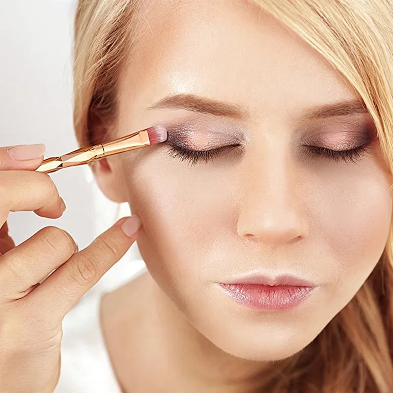 High Quality Rainbow Color Rose Gold Handle Foundation Eyeshadow Makeup Brushes Set