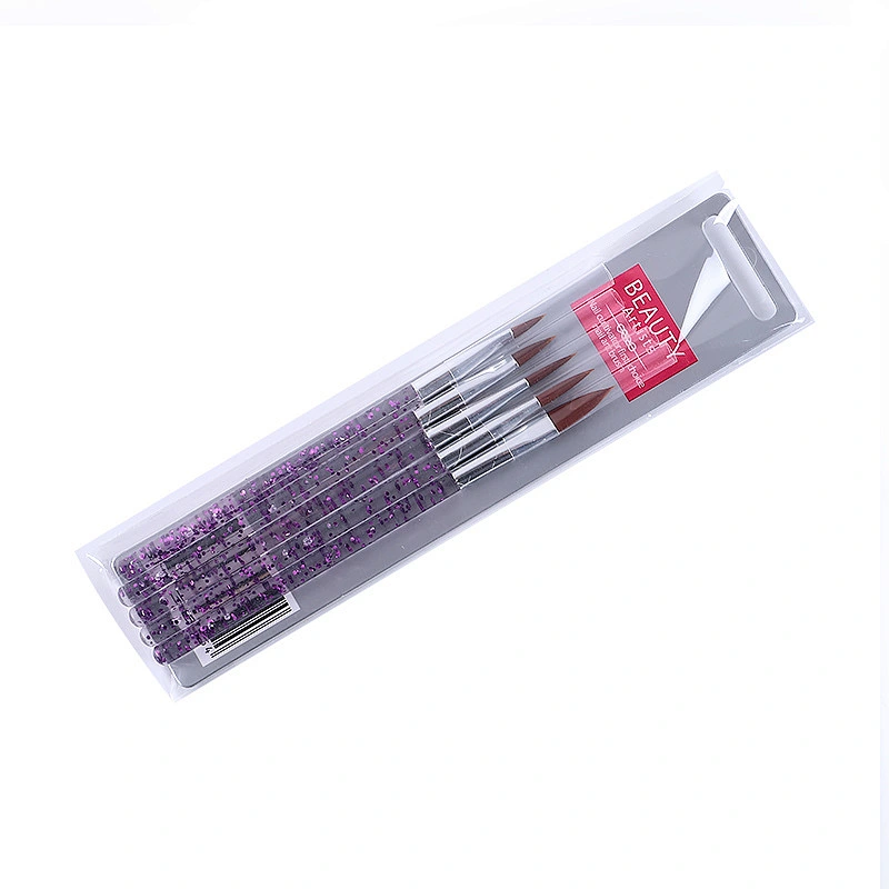 2 colors 5pcs plastic glitter nail brush liners private label acrylic nail brush Nylon hair acrylic nail art pencil brush