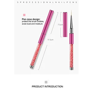 1Pcs Kolinsky Acrylic Handle Nail Brush Rhinestone DIY Drawing Pen Double-Colors Nails Art Gel Polish Painting Carving Brush