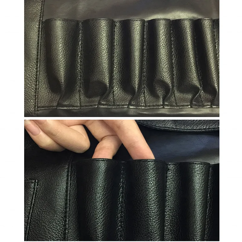 High-grade soft leather PU cosmetic brush bag portable folding professional large capacity cosmetic brush bag