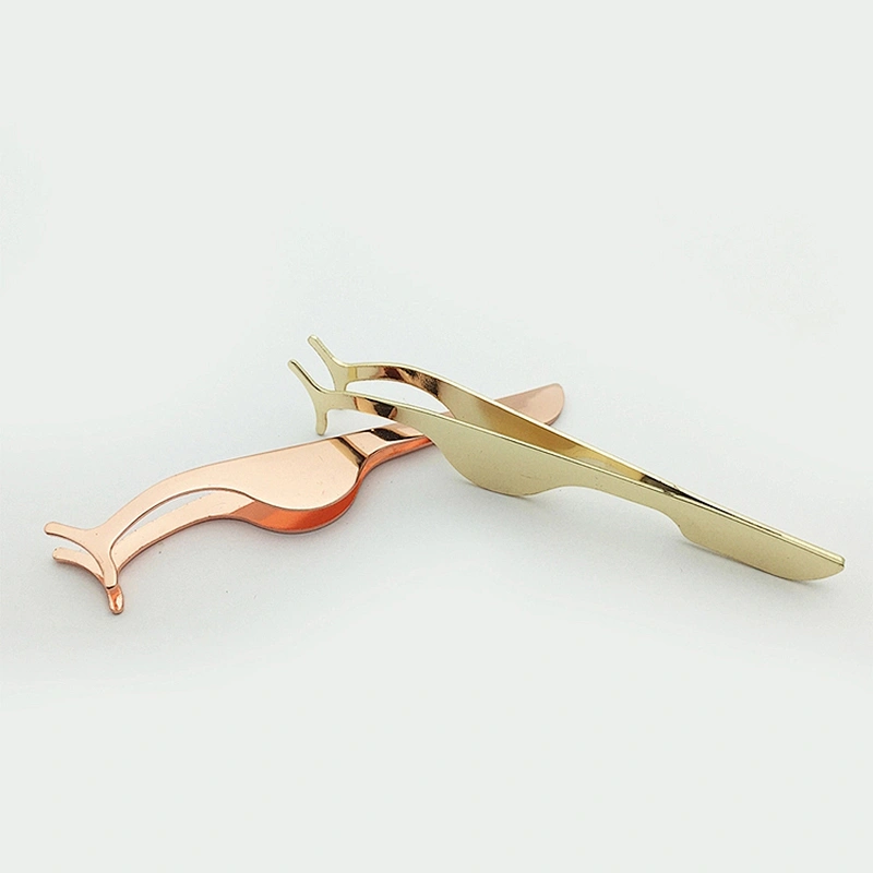 JZG 1pcs Rose Gold Lashes Tweezers Lashes Applicator Tweezer Private Label Eyelash Tweezers
