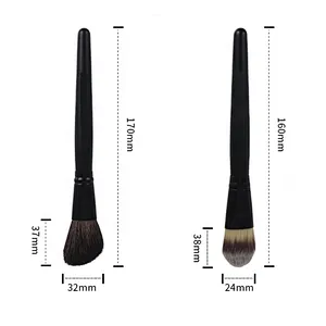 7pcs classic black wool makeup brushes with pu brush cylinder