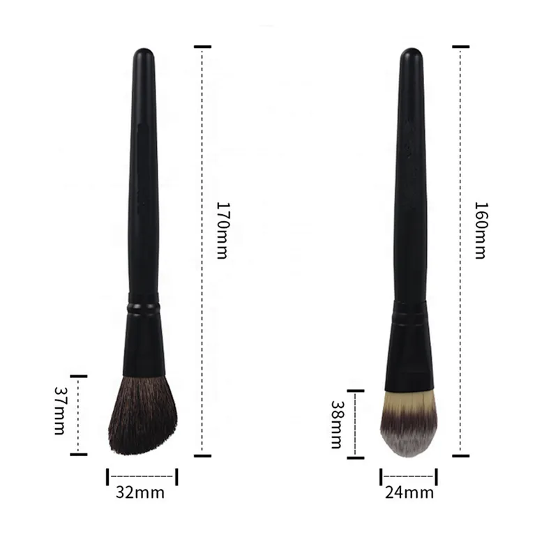 7pcs classic black wool makeup brushes with pu brush cylinder