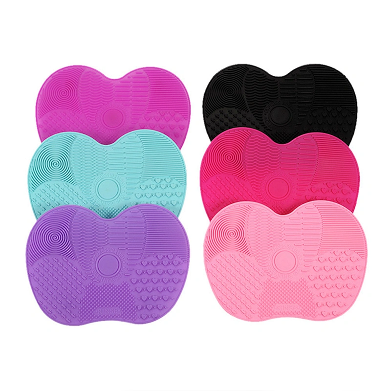 JZG 1PCS Best Seller Wholesale  Logo Soft Removal Cosmetic Brush Cleaning Cleaner Apple Shape Makeup Brush Silicone Cleaner