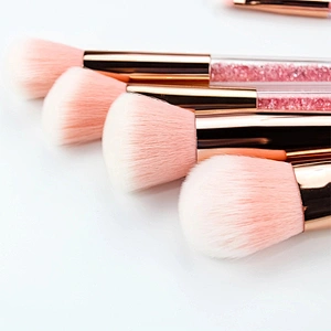 JZG High Quality Vegan Professional Custom Logo Crystal Handle 7pcs glitter Makeup Brushes Set
