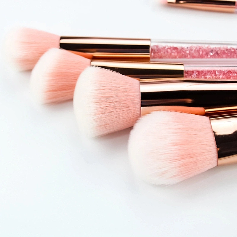 JZG High Quality Vegan Professional Custom Logo Crystal Handle 7pcs glitter Makeup Brushes Set