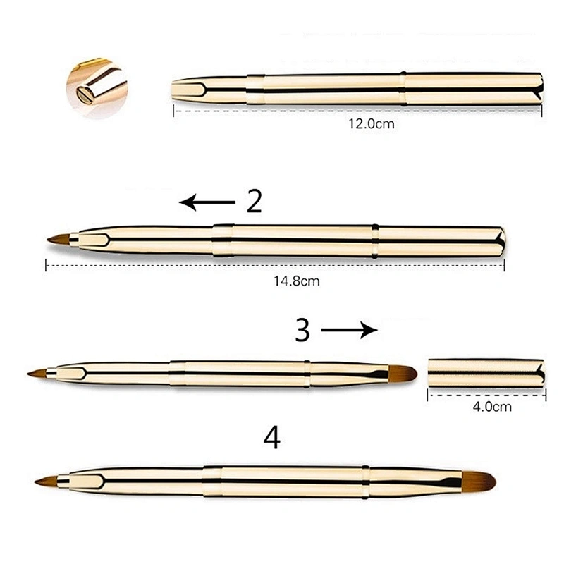 JZG High Quality Factory 1pcs Vegan Portable Retractable Cosmetic Lip Brush Travel Lipstick Gloss Makeup Brush
