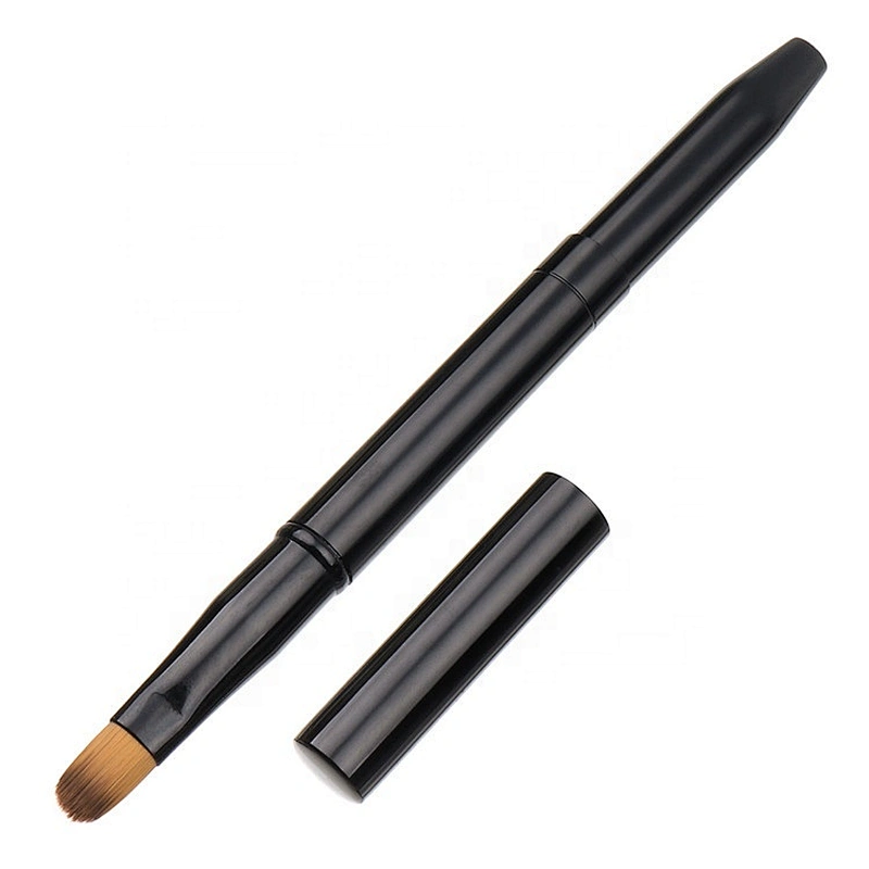 Dual End Retractable Lip Brush With Mini Eyebrow Brush Beauty Cosmetic Adjustable Makeup Brush with Cap