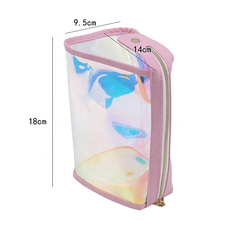 Women Pink Cosmetic bag Transparent Lasher TPU Bags Creative Small Travel Makeup Case