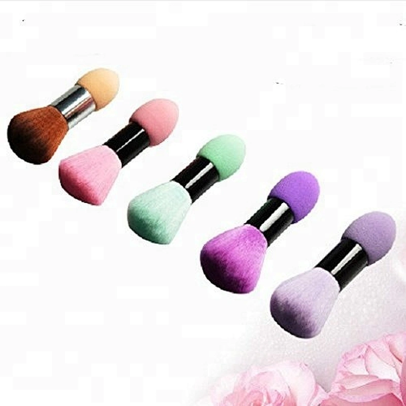 Professional Makeup High Quality Foundation Powder Blusher Brush Make Up Brushes Plastic Double Head Cosmetic Tools With Sponge