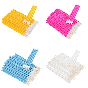 JZG Manufacturers Wholesale 50pcs/bag Hollow Flocking Disposable Lip Brush Lip Gloss Brush Beauty Makeup Brush Wands Applicator
