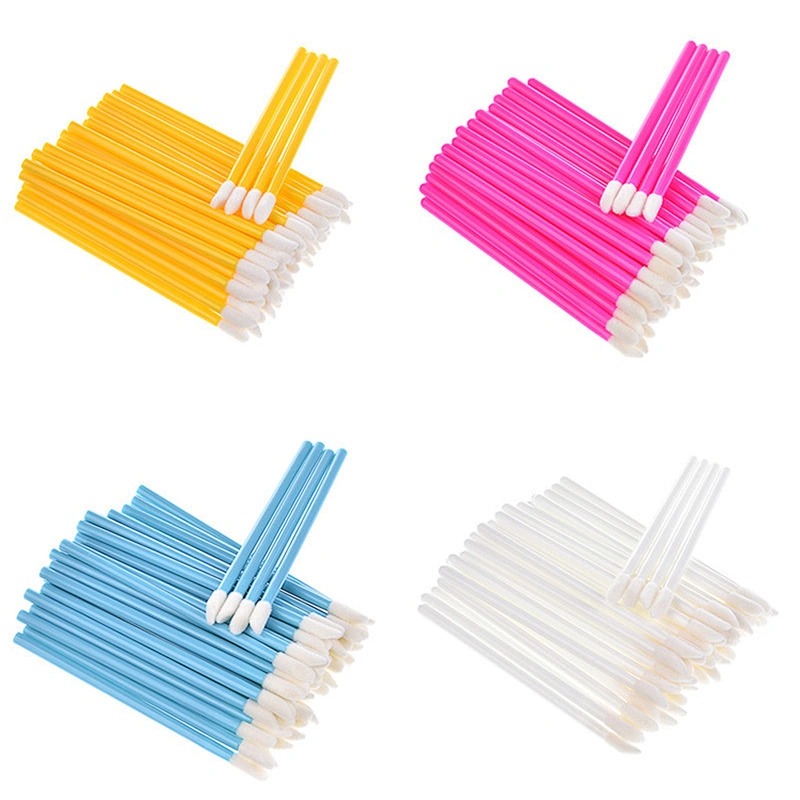 JZG Manufacturers Wholesale 50pcs/bag Hollow Flocking Disposable Lip Brush Lip Gloss Brush Beauty Makeup Brush Wands Applicator