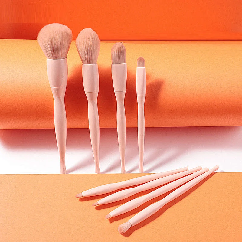 New good quality Skin Tone 8pcs Ballet handle custom logo Makeup Brush Set wholesale Makeup Brushes tool kit with bag case