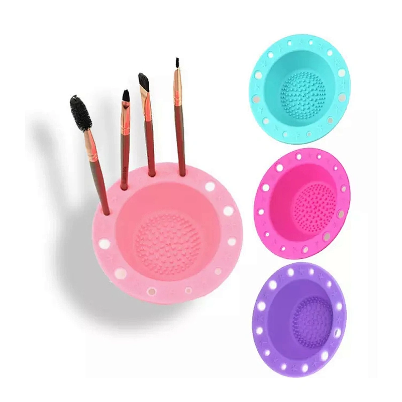 JZG Newest Design Bowl Shape Private Label Cosmetic Make Up Silicone Makeup Brush Cleaner Holder Brush Cleansing Makeup Pad Mat