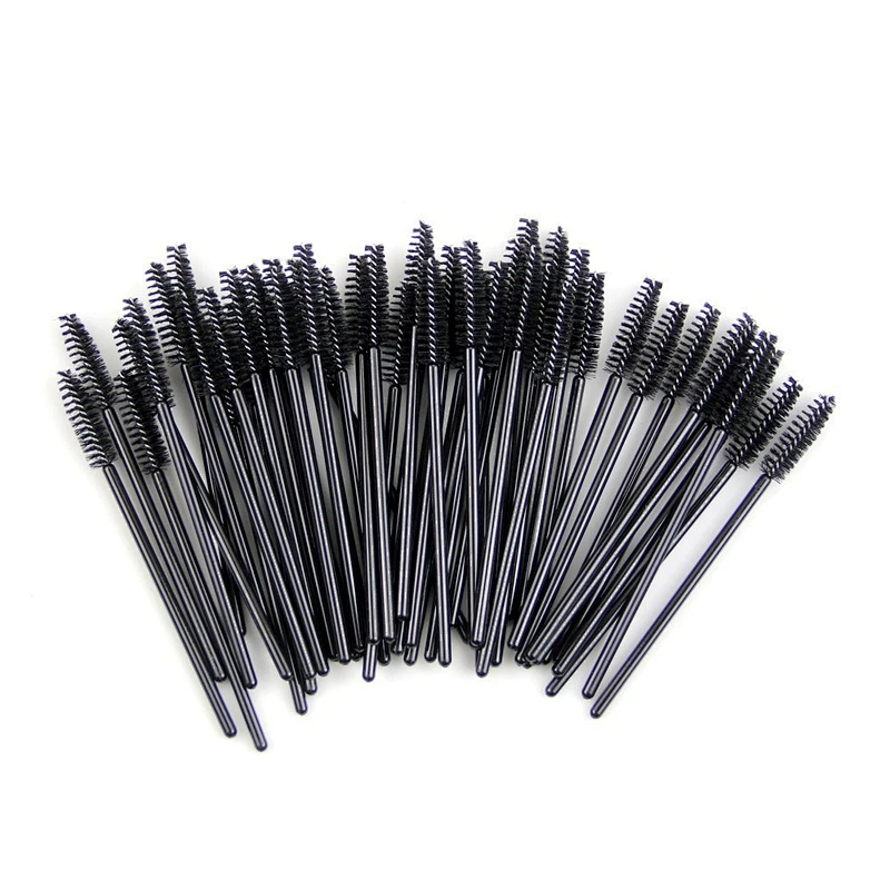 New 100pcs/lot Make Up Brush Black Synthetic Fiber One-off Disposable Eyelash Mascara Applicator Wand