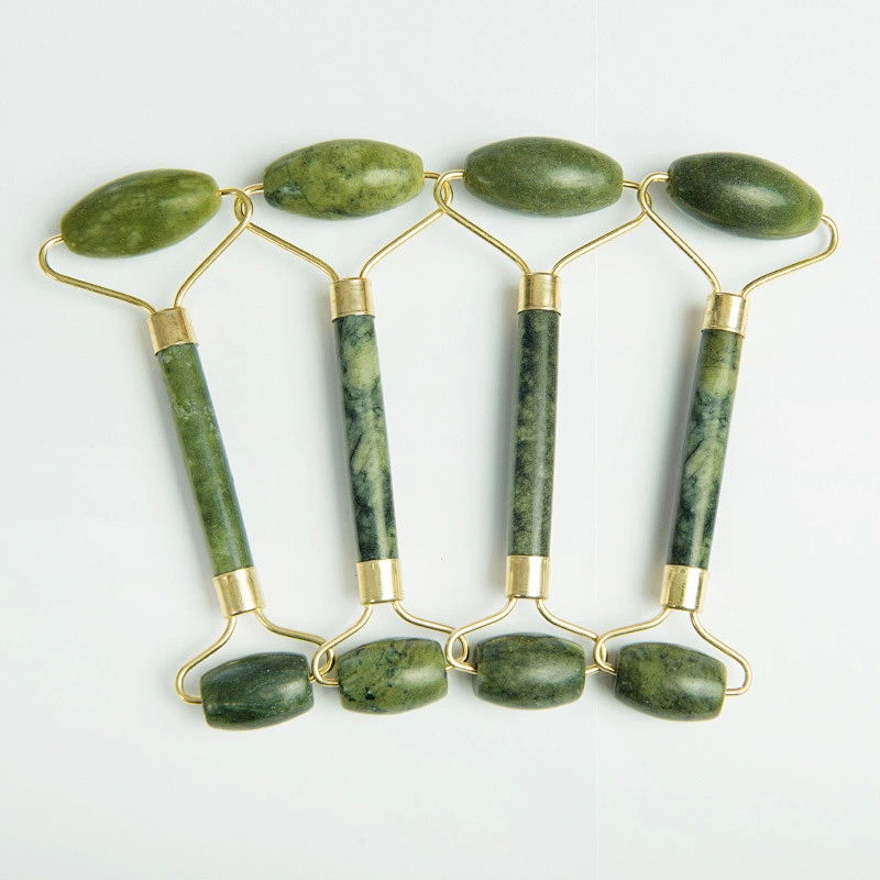 Jade Roller For Face And Gua Sha Set - Beauty Cosmetic Facial Skin Roller Massager Tool - Original Handcraft Natural Green Jade
