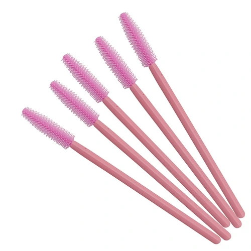 Key Chain Spoolie Silicone Lip Eyelash Wand Tube Mascara Pink Disposable