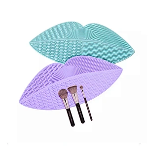 JZG Newest Design Lip Shape Cosmetic Make Up Washing Brush Gel Cleaning Mat Foundation Silicone Makeup Brush Cleaner Pad Board