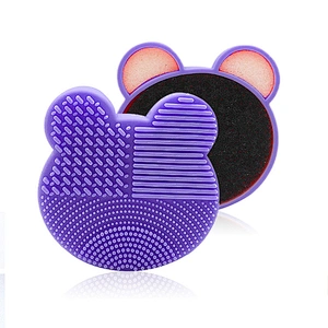 JZG 1pcs New Design Brush Cleaning Cleaner Makeup 2 in 1 Cat Shape Silicone Makeup Brush Cleaner Sponge Of Makeup Brush Cleaner