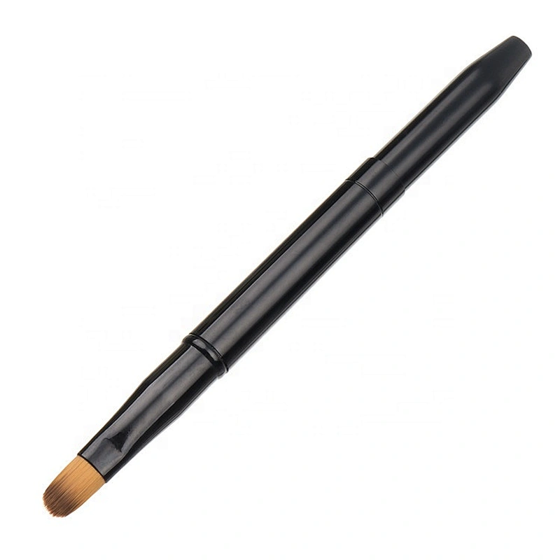 Dual End Retractable Lip Brush With Mini Eyebrow Brush Beauty Cosmetic Adjustable Makeup Brush with Cap