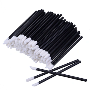 JZG 50pcs/bag Wholesale Black White Color Disposable Makeup Flocked Applicator Cheapest Lip Gloss Wand