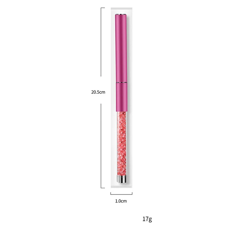 1Pcs Kolinsky Acrylic Handle Nail Brush Rhinestone DIY Drawing Pen Double-Colors Nails Art Gel Polish Painting Carving Brush