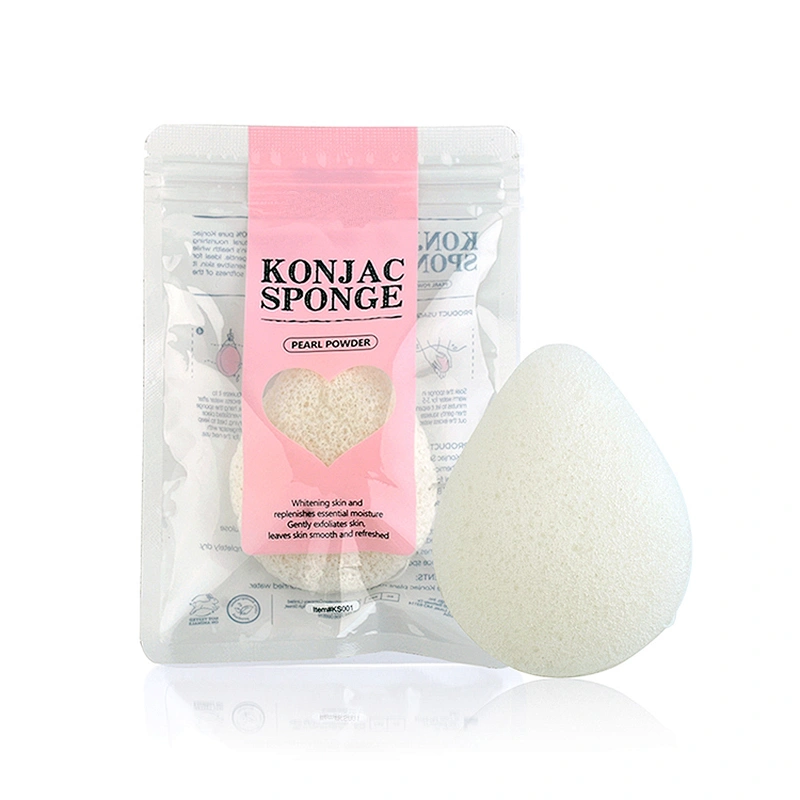 JZG Wholesale Price Private Label Organic Skincare Facial Water Drop Shape 100% Natural Cleaning Konjac Sponge Cosmetic Puff