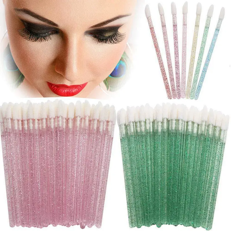 Shining Glitter Handle Lip Wands Cosmetic Lip Applicator Private Label Best Seller Disposable Lipstick Application Flocked