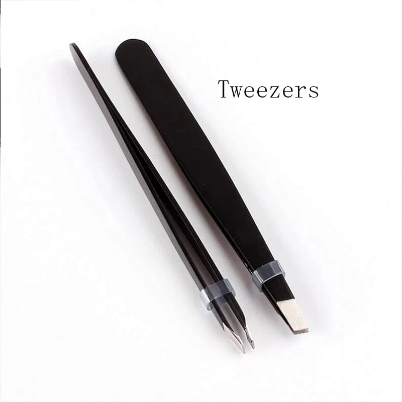 JZG 1pcs Can Make Custom Logo Black Eyelash Tweezers For Lashes Extension, Custom Logo Eyelash Tweezers