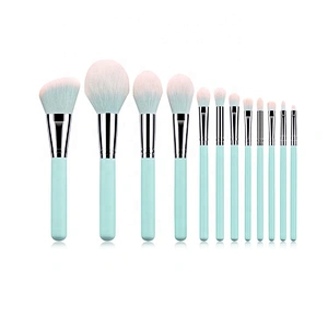 12pcs light blue cosmetic brush sets professional makeup tools