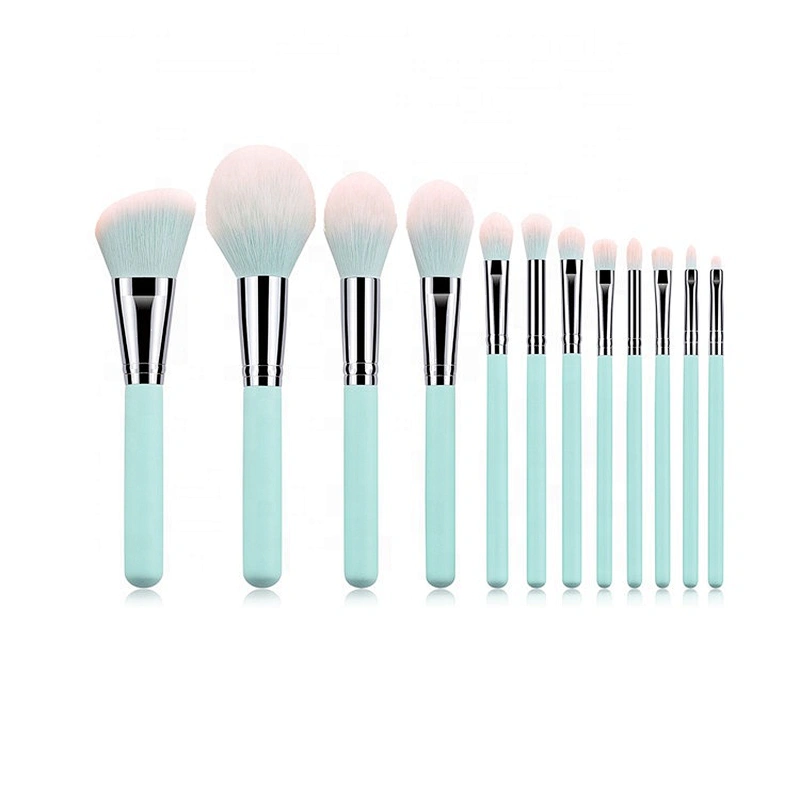 12pcs light blue cosmetic brush sets professional makeup tools