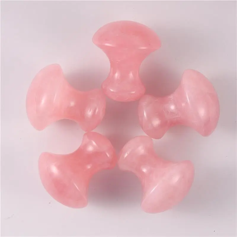 Natural Rose Quartz Face Massage Roller Jade Stones Chakra Healing Stone Mushroom Shape Guasha Stone For Eye Face Neck