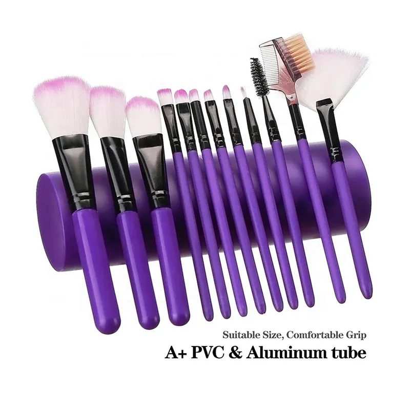 12pcs Makeup Brush Set Travel Cosmetic Tools Private Label with Pouch
