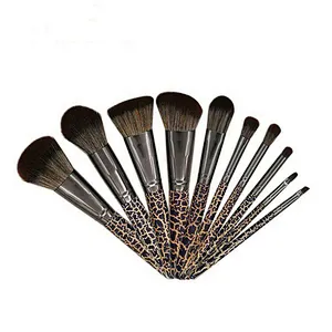 10pcs Leopard print pattern beauty cosmetics makeup brush set