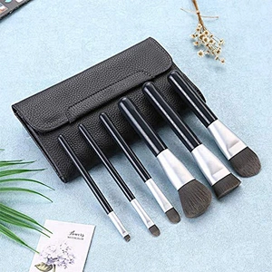 Beautiful 6pcs make up brushes private label black wooden synthetic hair cosmetics makeup brushes set