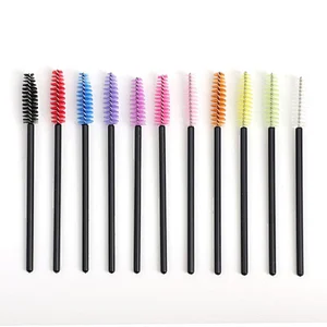 Oem Custom Disposable Micro Plastic Mascara Brush Colorful Eyelash Extension Wands