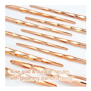 High Quality Rainbow Color Rose Gold Handle Foundation Eyeshadow Makeup Brushes Set