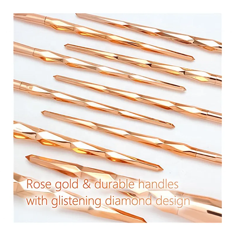 High Quality Rainbow Color Rose Gold Handle Foundation Eyeshadow Makeup Brushes Set