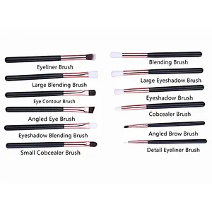 12pcs professional cosmetic tools kit custom eyeshadow eyebrow eyeliner brushes eye makeup brush set