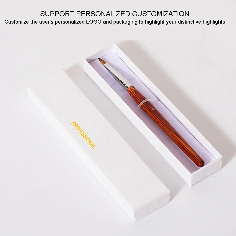 Top quality best seller professional custom nail manicure brushes wholesale wooden handle 100% kolinsky nail brush
