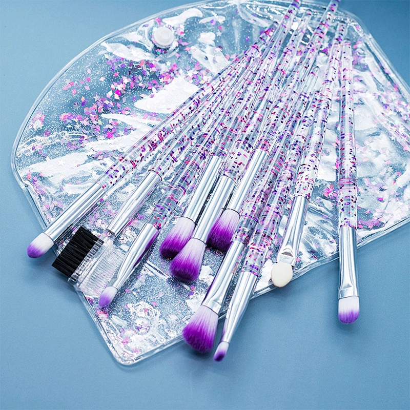 Glitter 10pcs Lovely Pink Eye Brushes Set Eyeliner Eyebrow Eyeshadow Makeup Brushes Set Cosmetic Beauty Tools